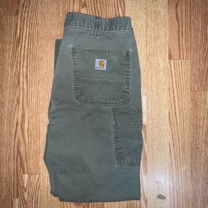 Olive green Carharrt carpenter pants